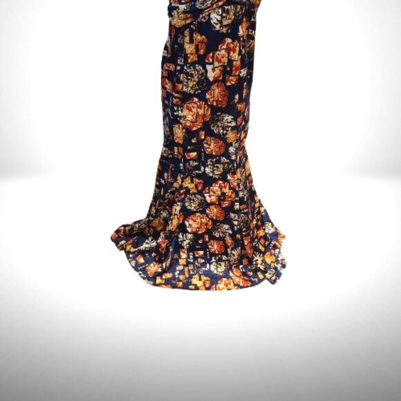 Just Cavalli Navy/Orange Floral Ruched Maxi Dress – IT 46 (US 10/12) – NWT - Picture 5 of 16